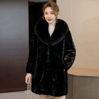 Manteau d'hiver en vraie fourrure de vison pour femme, chaud et doux, style vintage, grande taille, avec ourlet festonné, en fourrure naturelle authentique