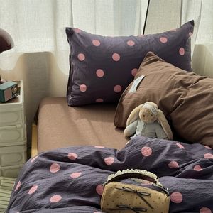Parure de lit douce et confortable en coton à pois, style INS américain, série Sweet Bed, style Maillard, linge de maison 3/4 pièces, housse de <span class=keywords><strong>couette</strong></span> 200TC - Product Image 3