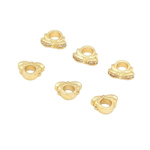 18K gold plated, color-preserving, diamond-<b>set</b>, perforated <b>beads</b>, jewelry accessories, bracelet spacer <b>beads</b>, loose <b>beads</b>, - Product Image 5