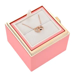 Hot Sell Women Engraved Interlocking Heart Necklace Eternal Rose With Necklace Stainless Steel Pendant Chain Necklace For Gift