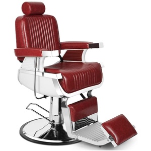 Fauteuil de Barbier Moderne Noir Pliable en Cuir Synthétique Robuste avec Pompe Hydraulique et Repose-Pieds Réglable pour Salon Commercial - Product Image 3