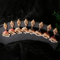 Pendientes Jhumka Turcos Geométricos Retro Étnicos para Mujer, Joyería India, Pendientes Colgantes con Borlas de Campanas Doradas y Flores