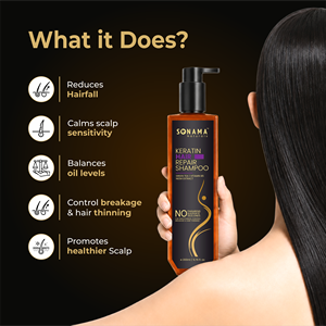 Sonama Naturals Keratin Damage Repair <b>Shampoo</b> | Repairs Damaged Hair | Strengthens & Smoothens | Reduces Frizz & Breakage | - Product Image 3