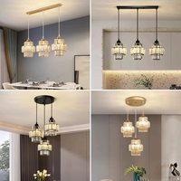 Magnifique lustre en cristal pour salle à manger et bar, couleur or, magnifique lampe suspendue E27 pour salon de thé