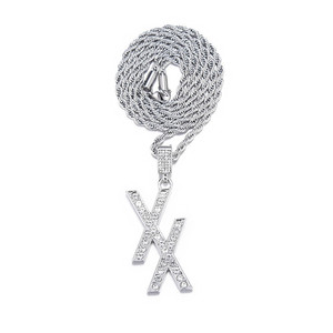 Nuevo collar con colgante inicial XX, cadena de aleación de Zinc chapada en oro/plata de 24 pulgadas, estilo Hip Hop, joyería para hombres para bodas y fiestas - Product Image 6