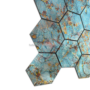 Dosseret adhésif en aluminium hexagone pour mur Mélange de verre Tuile de mosaïque en métal <span class=keywords><strong>Al</strong></span>. <span class=keywords><strong>mosaic</strong></span> peler et coller - Product Image 5