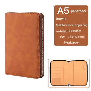 Factory customize A4 PU leather portfolio folders custom logo document bag File folder accessories Padfolio Folder