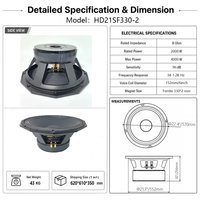 HD21SF330-2 Haut-parleur de basses en ferrite 21 pouces 2000W RMS, 4000W de crête, 8 Ohm, bobine vocale de 6 pouces pour système de sonorisation PA de scène