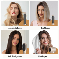 Brosse Soufflante Chauffante 5-en-1 Professionnelle pour Salon de Coiffure, Sèche-Cheveux à Air Chaud, Fer à Boucler et Coiffant en un Seul Coup, avec Ions Négatifs