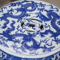 Nouveau tabouret tambour en céramique de porcelaine bleue et blanche de style antique chinois, support à fleurs pour balcon, chaise de décoration pour salon, tabouret à chaussures