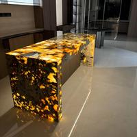 Luxuriöse Transluzente Pandora-Quarzit-Kücheninsel mit LED-Beleuchtung Maßgefertigte Patagonia-Marmor-Arbeitsplatte Bartisch für Villen
