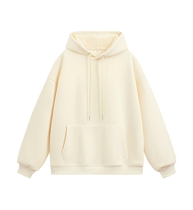 Custom Cream <b>Yellow</b> <b>Mens</b> Pullover <b>Hoodie</b> Relaxed Fit Fleece Sweatshirt Wholesale Casual Streetwear Apparels Supply B2B USA UK - Product Image 1