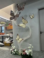 G-009 Toile de fond géante en EVA peinte à la main, motifs papillons et fleurs, pour centre commercial, atrium, exposition d'art, décoration intérieure