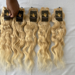 Cheveux brésiliens naturels vierges en vison brut, non traités, de qualité supérieure, blond 613, deep wave, blond Temple indien - Product Image 5