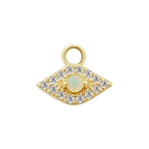 New Arrivals 14K Gold Fine Jewelry Evil Mati Charm Finding Jewelry Accessories Sapphire Opal Stone For Bracelet Anklet Necklace