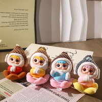 Petite statue de Bouddha en PVC, bracelet pour cartable et pendentif de moto en peluche, dans une boîte surprise pour filles