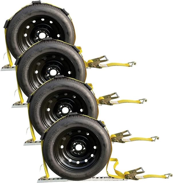 Heavy Duty Vehicle Tie Downs 10,000lb Break Strength Use for Car, Truck, UTV  2" X 10' Ratchet Straps with Rubber Blocks