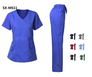 Nouvel uniforme médical en Spandex, ensembles de gommes médicales pour soins infirmiers, uniforme d'hôpital de luxe à manches courtes pour infirmières, 200 ensembles