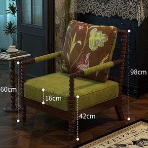 Sillón Individual Vintage My Nest con Estructura de Madera Maciza y Tapicería Verde para Sala de Estar - Product Image 4