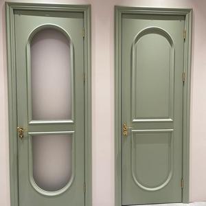 Puerta <span class=keywords><strong>de</strong></span> <span class=keywords><strong>Madera</strong></span> <span class=keywords><strong>de</strong></span> Estilo Francés Delicado, Verde, Indeformable, Insonorizada, con Acabado Glaseado, Protección Contra el Polvo, Gran Venta - Product Image 1