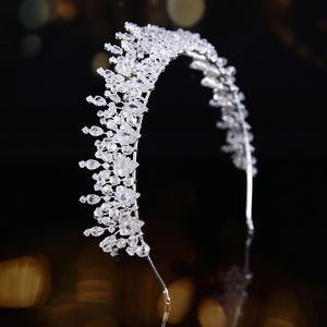 تاج زفاف من الزركون الأوروبي والأمريكية تاج من الزركون المكعب للحفلات والمهرجانات وحفلات التخرج ولائم عيد الميلاد هدية عيد ميلاد للنساء تيجان مطرز بالخرز الكريستالي - Product Image 4