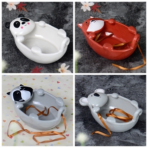 Cuenco de cerámica para hilo, soporte con tapa para tejer, almacenamiento de fibra para ganchillo y costura, para bolas de hilo, hecho a mano, estilo ángel, duradero, color personalizado - Product Image 3
