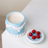 Yuanwang – Nouveau Pot à Bougie Cylindrique en Céramique Vide, Forme Gâteau de Noël de Luxe, Contenant Mignon pour Desserts, Vases à Bougies Uniques et Personnalisables