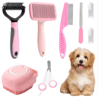 Kit de toilettage pour animaux de compagnie en acier inoxydable écologique, auto-nettoyant, brosse à poils pour chien et chat, peigne anti-puces, coupe-ongles