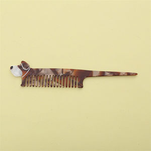<span class=keywords><strong>Wow</strong></span> Sheila nouveau Style exquis femme peigne à cheveux mince couleur marbre chiot chat girafe forme animale Long acétate peigne à cheveux - Product Image 6