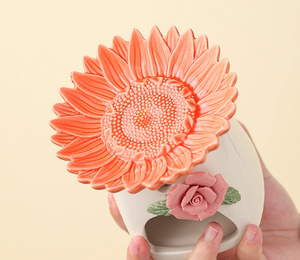Diffusore di aromi per bruciatore di olio essenziale di natale cera di ceramica Melt candelabro per scaldabagno <span class=keywords><strong>piatto</strong></span> di fiori - Product Image 5