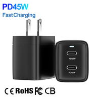 Chargeur Mural Rapide Original IBD en Gros GaN PD 45W 40W avec Affichage Numérique Type-C USB-A pour iPhone 16 15 Ordinateur Portable
