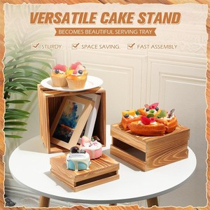 Exhibidor de Cupcakes de Madera, Estante Cúbico de 3 Piezas, Estilo Rústico, Organizador de Pasteles para Escritorio - Product Image 3