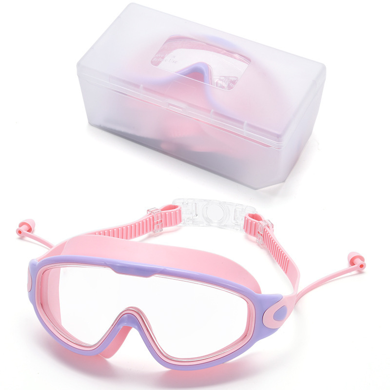 Verres transparents rose-violet, étui à lunettes