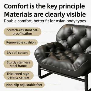 Sillón Individual, Minimalista, de Diseño de Lujo Ligero, Sillón Informal, Sofá Cremoso, Silla Negra de Estilo Medieval - Product Image 5