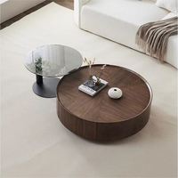 GEDO Table basse de salon en bois courbé Table basse ronde moderne Table basse de luxe relevable avec rangement