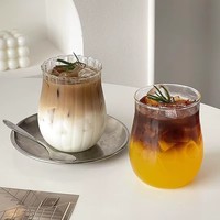 Taza de Vidrio Transparente Personalizada con Rayas Verticales para Café, Refrescos, Jugos y Agua, para Hogar, Oficina y Cocina