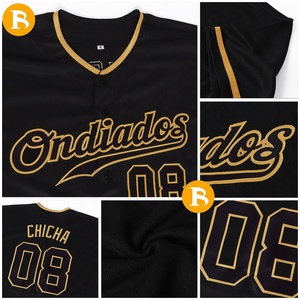 Japanische Stickerei V-Ausschnitt <span class=keywords><strong>Baseball</strong></span>-Trikot für Männer Benutzer definierte Großhandel Blank <span class=keywords><strong>Jersey</strong></span> Pink Gelb Schwarz Löwe Design Atmungsaktiv - Product Image 3