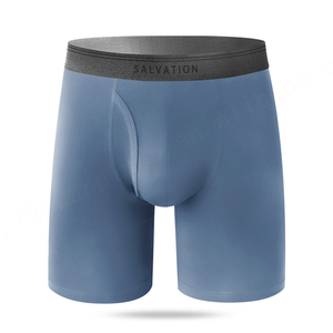 Bóxer de bambú para hombre de nuevo diseño, breve con logotipo láser, frente abierto, transpirable, Color sólido, corte de una pieza, ropa interior para hombre - Product Image 2