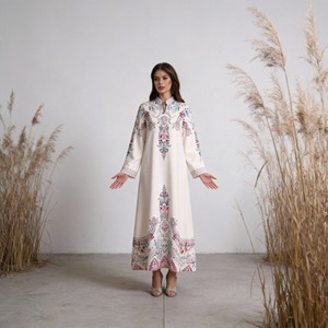 Robe longue Abaya en polyester avec strass thermocollants personnalisés de qualité supérieure pour femmes musulmanes, vente en gros - Product Image 3