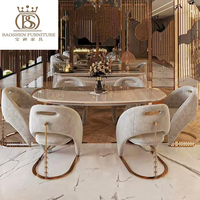 Chaise de salle à manger en velours de luxe de haute qualité BS, ensemble de 6 à 8 chaises et table, chaise de salle à manger en acier inoxydable pour la maison, la villa, l'hôtel