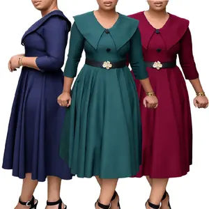 MG3263 ultimo Design primavera abiti da ufficio donna Casual tinta unita eleganti abiti da carriera per donna abito africano