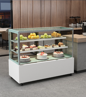 Vitrine réfrigérée commerciale verticale à refroidissement par air pour gâteaux, avec porte coulissante en verre, étagères à desserts à double niveau, en acier inoxydable