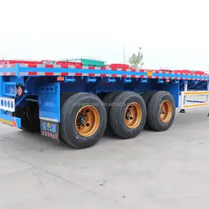 Low Price Export To Africa 3Axles Flatbed 20ft 40ft Container Trailer Flat Bed Semi Trailer For Sale