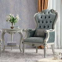 Fauteuil individuel de luxe français en bois massif et tissu, avec fermeture éclair, pour salon de villa, fauteuil sculpté à dossier haut, style chaise tigre
