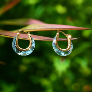 Pendientes de Cristal, Acero Inoxidable 316L, Baño de Oro PVD, Resistentes y Sostenibles, Estilo Aro - Product Image 3