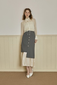 Jupe en organza métallique à taille haute, unie, toute saison, style vintage moderne / artwear / élégante, DAISY - KV35 - Product Image 2