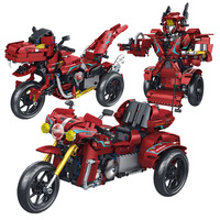 Bloques de Construcción, Motocicleta Mecánica Deslizante, Kit de Ensamblaje de Plástico ABS, Transformación de Tres Modos, Juguete para Niños