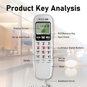 MINI TÉLÉPHONE <span class=keywords><strong>mural</strong></span> fixe avec écran d'identification de l'appelant FICAN1040 - Product Image 2