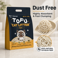 Litière pour chat au tofu à faible dispersion, directement de l'usine, avec granulés d'origine végétale et gestion quotidienne des odeurs, service de personnalisation du logo pour marques d'articles pour animaux de compagnie