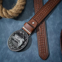 Ceinture pour femme Mengzhe en cuir PU style western, avec boucle à plaque, motif floral gravé, rétro vintage, haute qualité, alliage, largeur 3,8 cm, longueur 120 cm